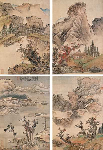 蓝瑛（款） 山水 册页（十开选四）